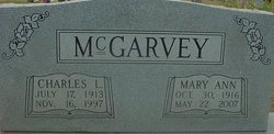 Grave marker for Charles L. McGarvey and Mary Ann McGarvey at Cedar Grove Cemetery