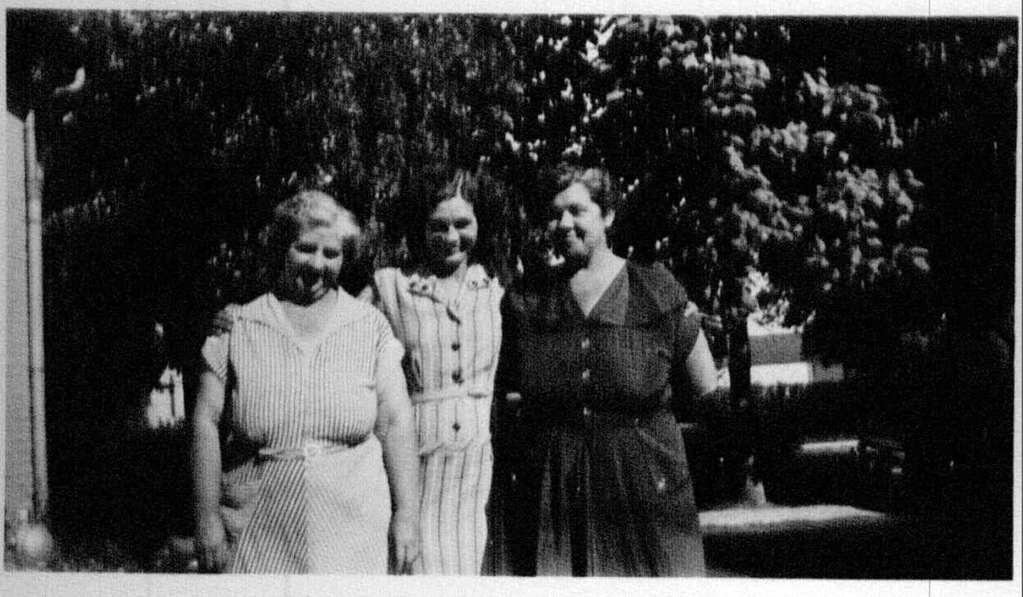 Mary Ellen McGarvey, Sue McGarvey, and Margaret McGarvey standing outdoors
