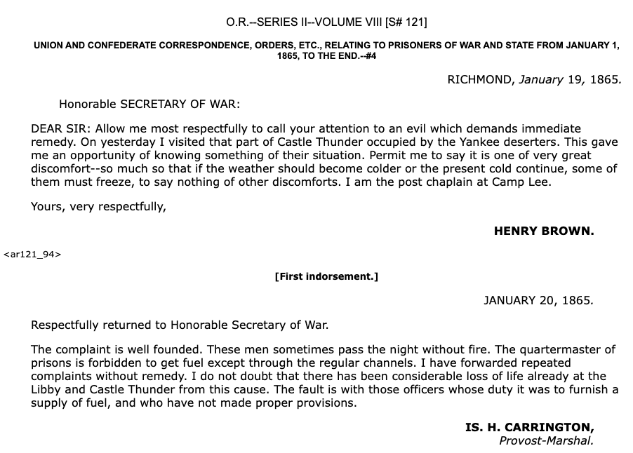 Official Records prison conditions correspondence