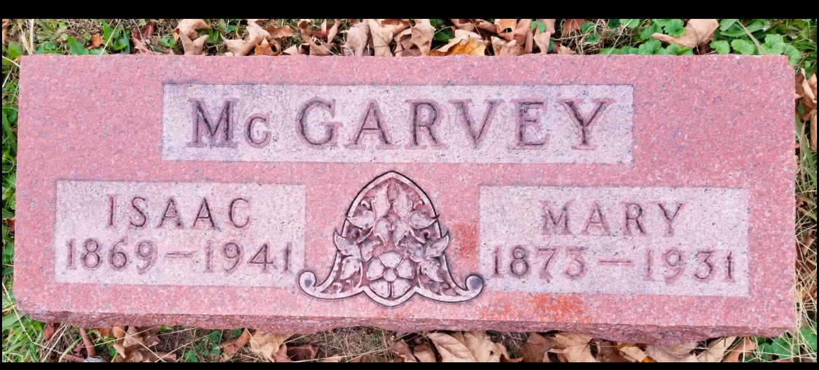 Isaac and Mary McGarvey gravestone