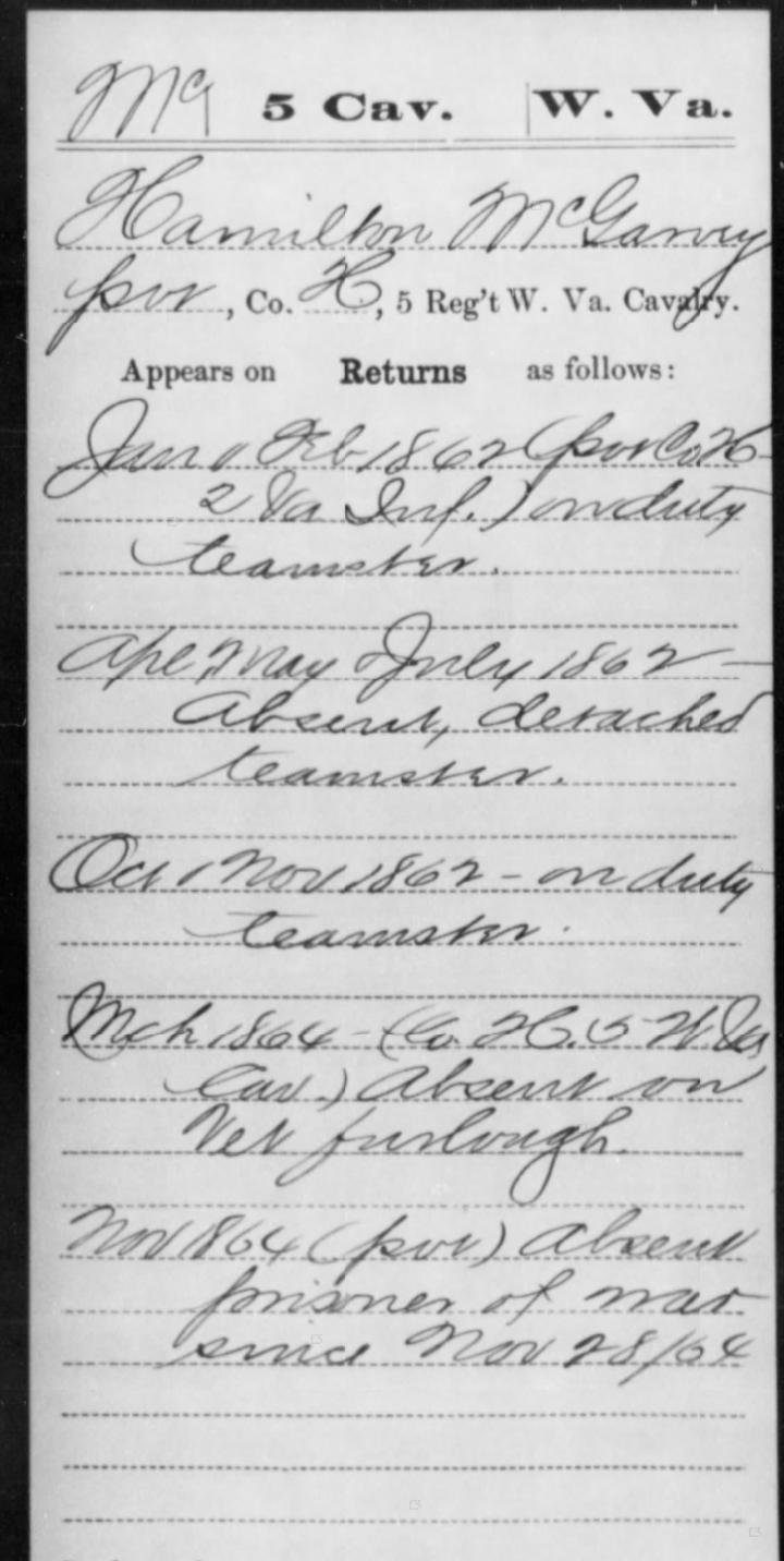 1862 teamster returns card