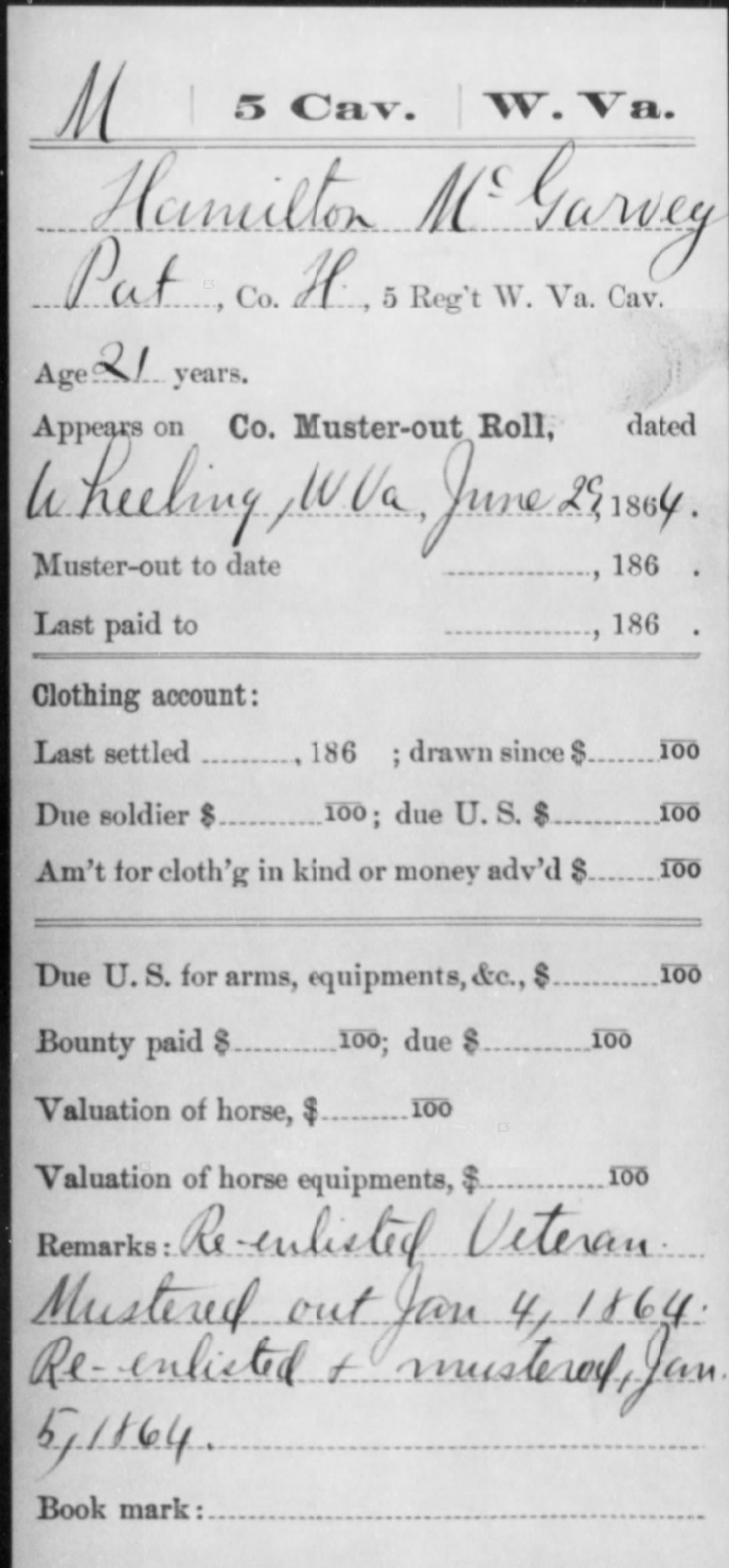 1864 veteran reenlistment papers