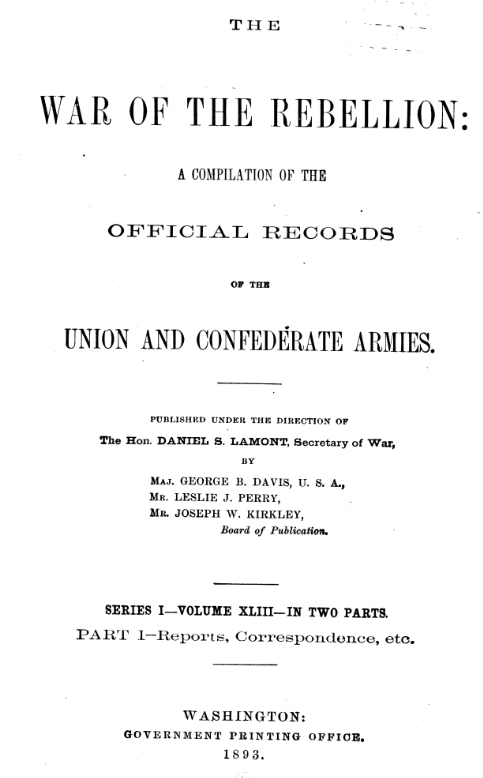 Official Records of the War of the Rebellion, Series I, Volume 43