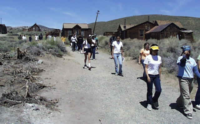 Students walking in Bodie