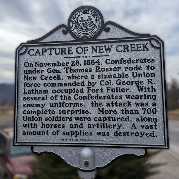 Historical marker titled Capture of New Creek